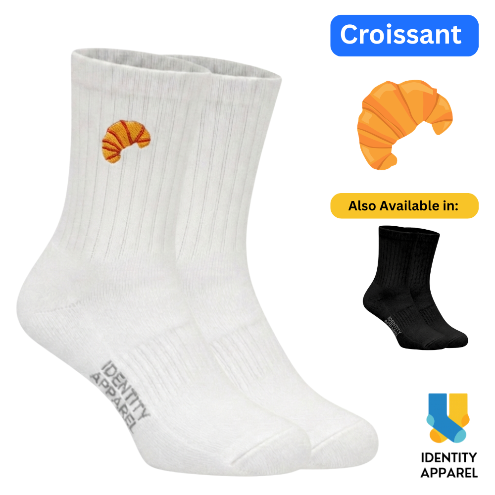 Croissant Embroidered Basic Cotton Socks