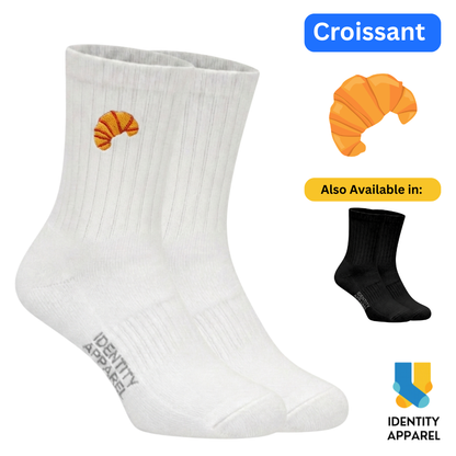 Croissant Embroidered Basic Cotton Socks