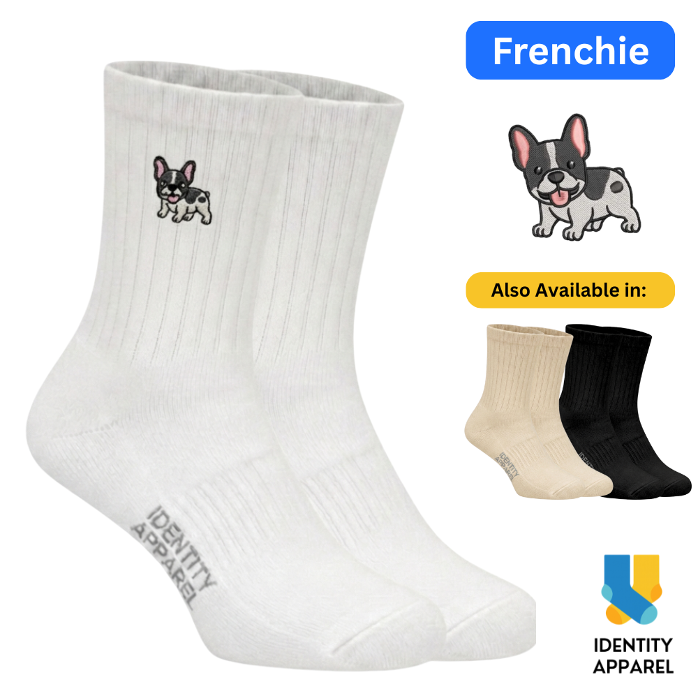 French Bulldog Embroidered Cotton Socks for Dog Lovers | Pup Culture Collection