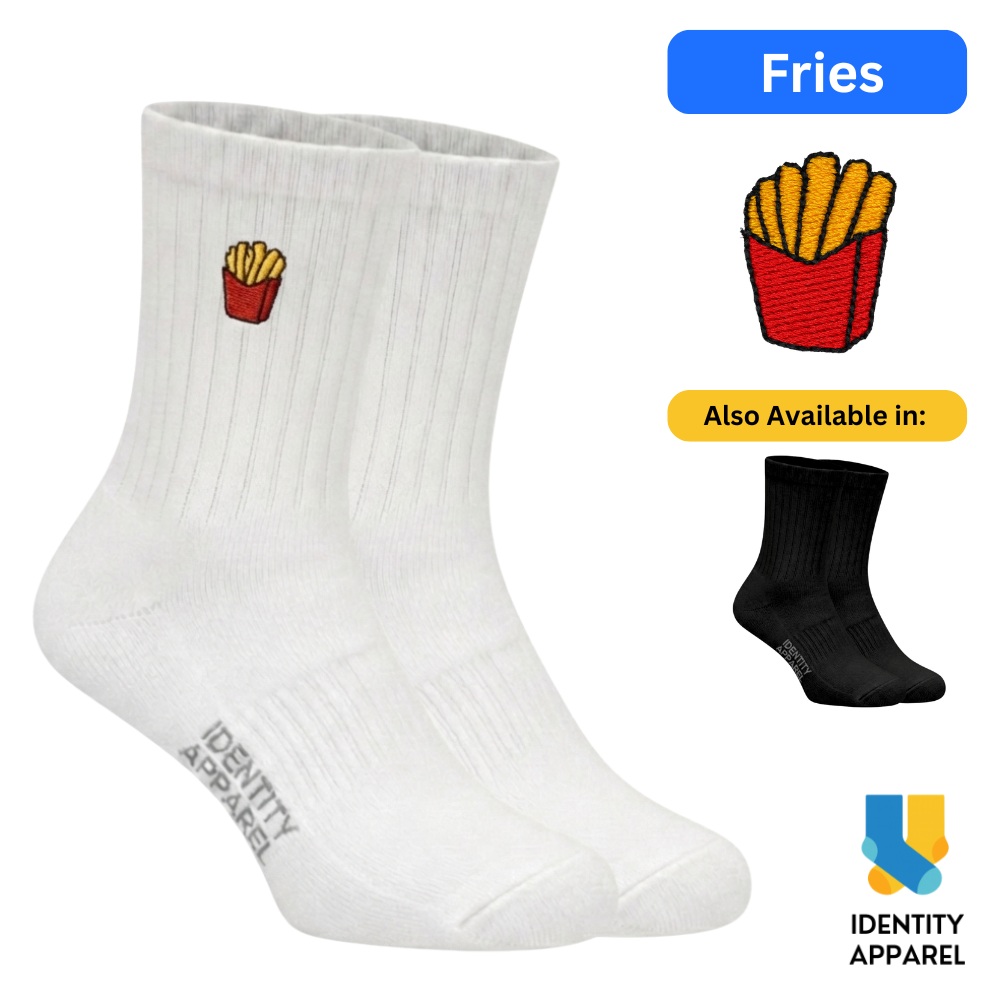 French Fries Embroidered Basic Cotton Socks