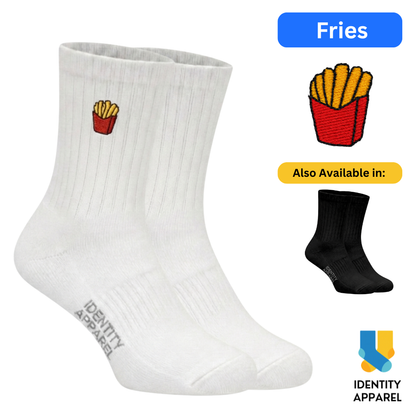 French Fries Embroidered Basic Cotton Socks