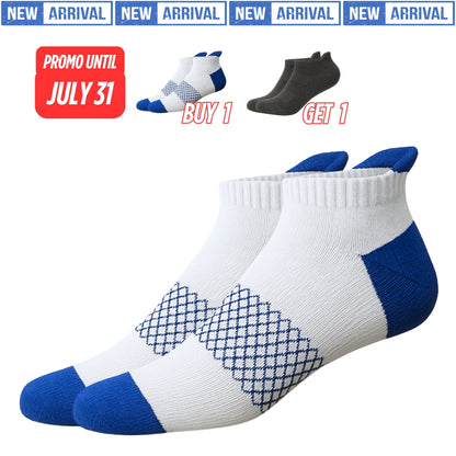 Low Cut Ankle Length Running Sports Socks w/ Double Padded Cushioned Sole and Beehive Arch Compression Support
