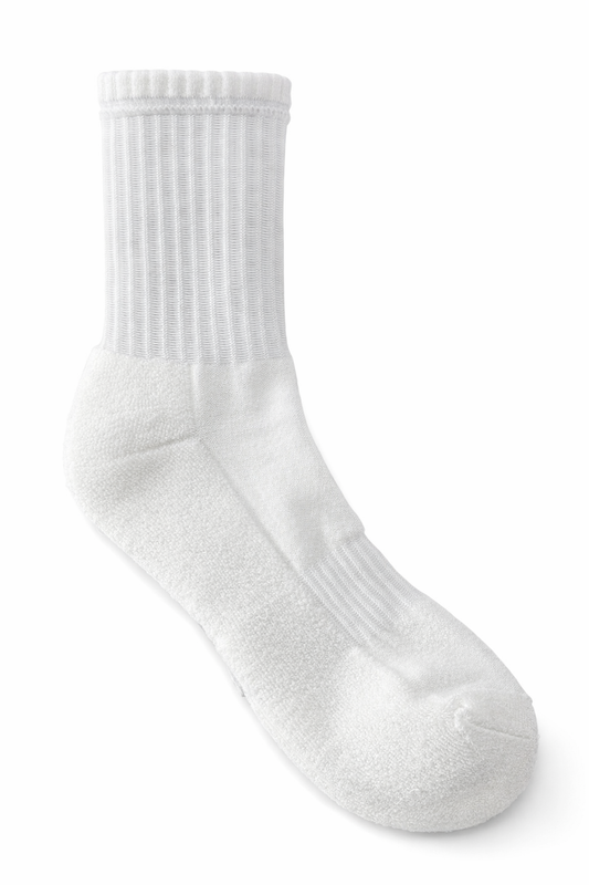 Extra Thick Basic Plain High Cut Double Padded Towel Cotton Socks w/ Garterized Ribbing and Arch Support