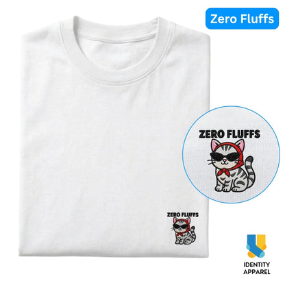 Cattitude Collection Zero Fluffs Embroidered Premium Cotton T-Shirt | IDENTITY Apparel