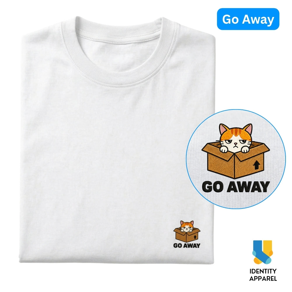 Cattitude Collection Go Away Embroidered Premium Cotton T-Shirt | IDENTITY Apparel