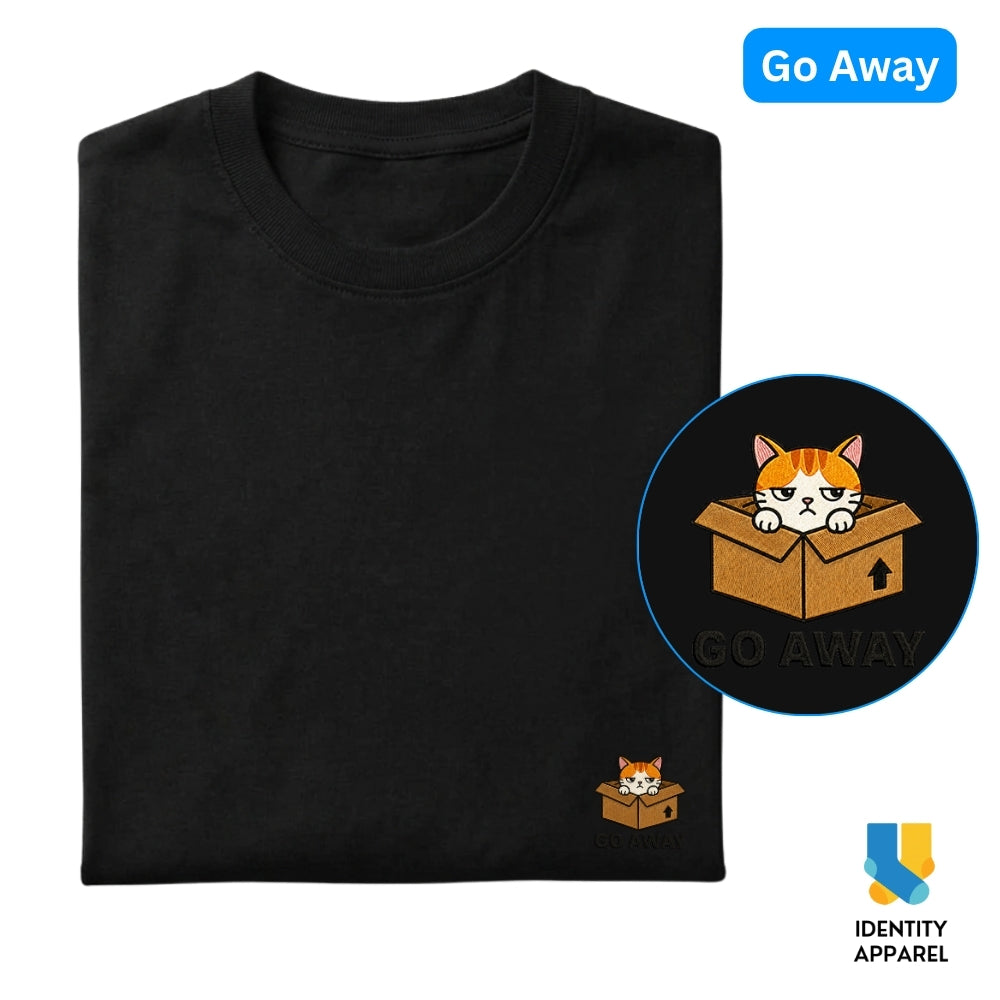 Cattitude Collection Go Away Embroidered Premium Cotton T-Shirt | IDENTITY Apparel