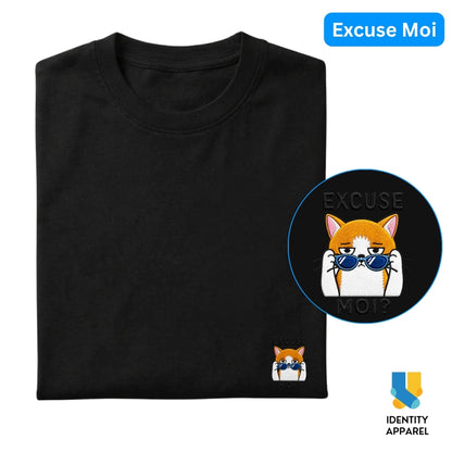 Cattitude Collection Excuse Moi Embroidered Premium Cotton T-Shirt | IDENTITY Apparel