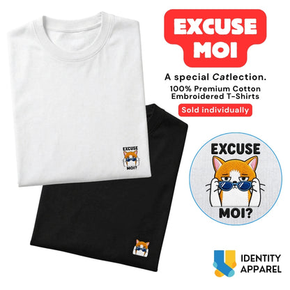 Cattitude Collection Excuse Moi Embroidered Premium Cotton T-Shirt | IDENTITY Apparel