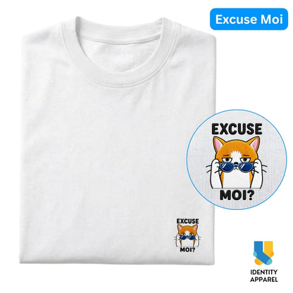 Cattitude Collection Excuse Moi Embroidered Premium Cotton T-Shirt | IDENTITY Apparel