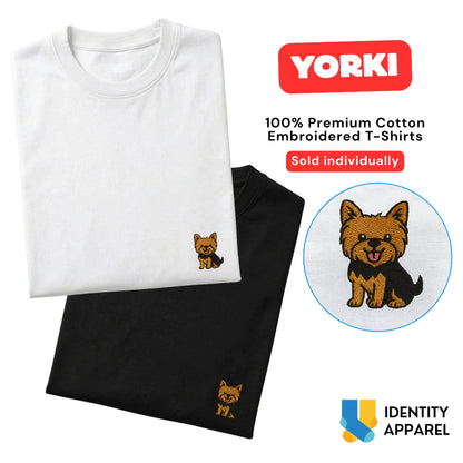 Yorki Embroidered Premium Cotton Unisex T-Shirt | Pup Culture IDENTITY Apparel