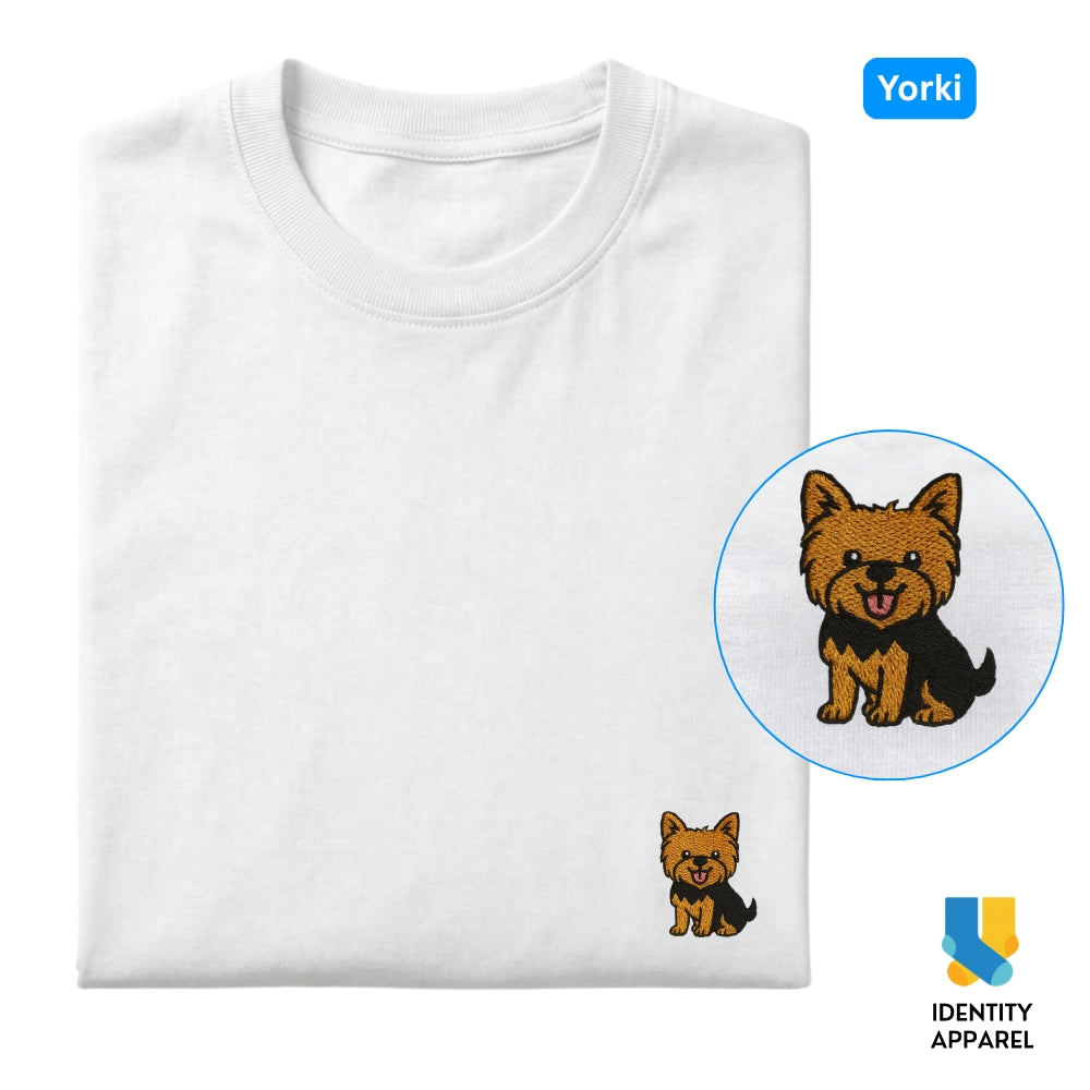 Yorki Embroidered Premium Cotton Unisex T-Shirt | Pup Culture IDENTITY Apparel