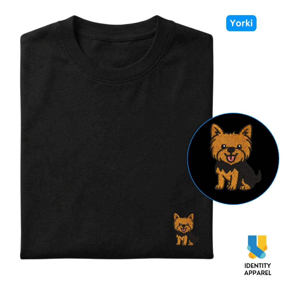 Yorki Embroidered Premium Cotton Unisex T-Shirt | Pup Culture IDENTITY Apparel