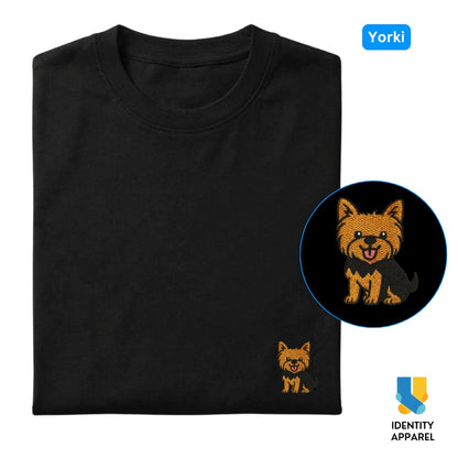 Yorki Embroidered Premium Cotton Unisex T-Shirt | Pup Culture IDENTITY Apparel
