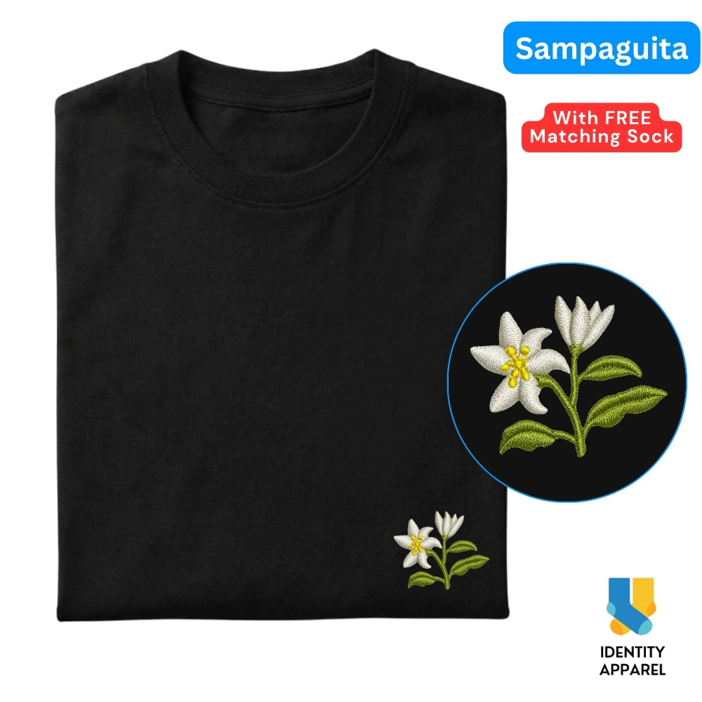 Sampaguita Embroidered Premium Cotton Unisex T-Shirt | Floral Collection IDENTITY Apparel