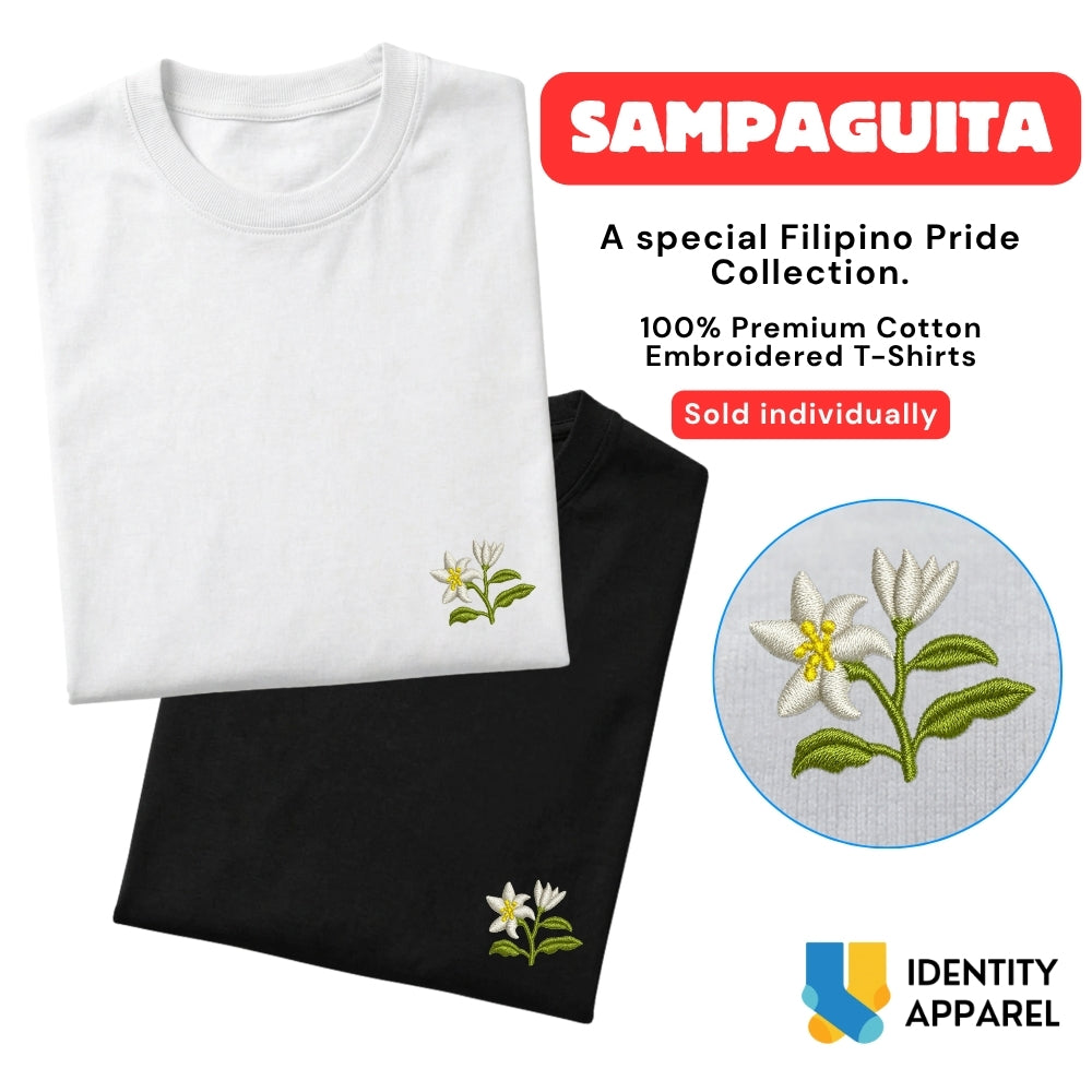 Sampaguita Embroidered Premium Cotton Unisex T-Shirt | Floral Collection IDENTITY Apparel