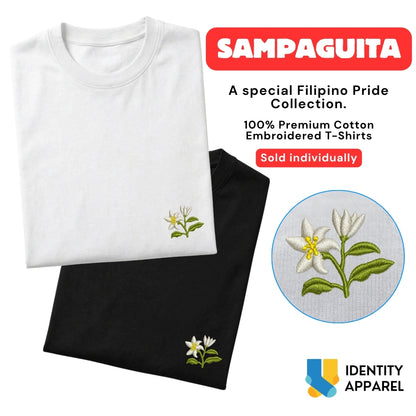 Sampaguita Embroidered Premium Cotton Unisex T-Shirt | Floral Collection IDENTITY Apparel