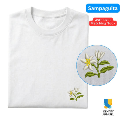 Sampaguita Embroidered Premium Cotton Unisex T-Shirt | Floral Collection IDENTITY Apparel