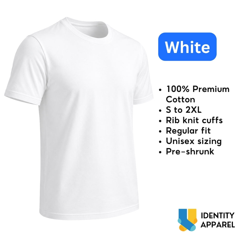 White Premium Cotton Unisex T-Shirt | Basic Tees IDENTITY Apparel