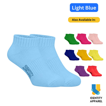 Colored Ankle Length Premium Cotton Socks with Garterized Ribbing and Arch Support