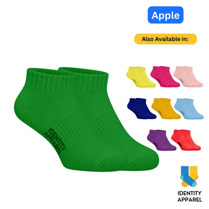 Colored Ankle Length Premium Cotton Socks with Garterized Ribbing and Arch Support