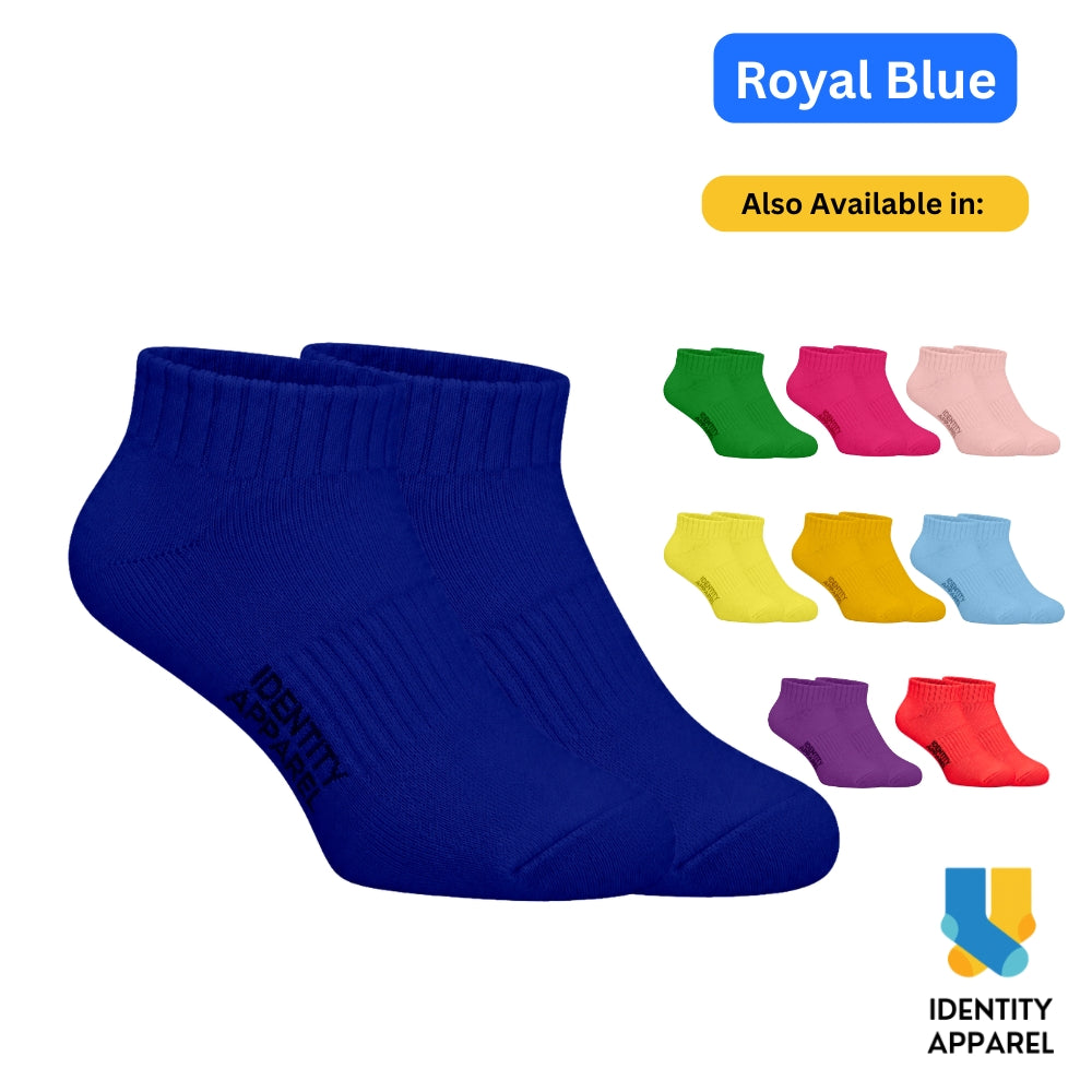 Colored Ankle Length Premium Cotton Socks with Garterized Ribbing and Arch Support