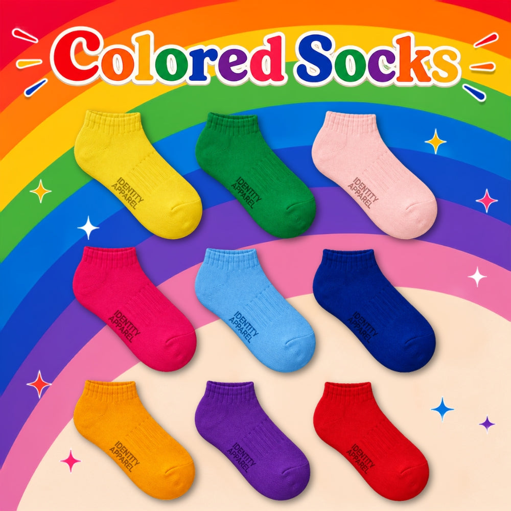 Colored Ankle Length Premium Cotton Socks with Garterized Ribbing and Arch Support