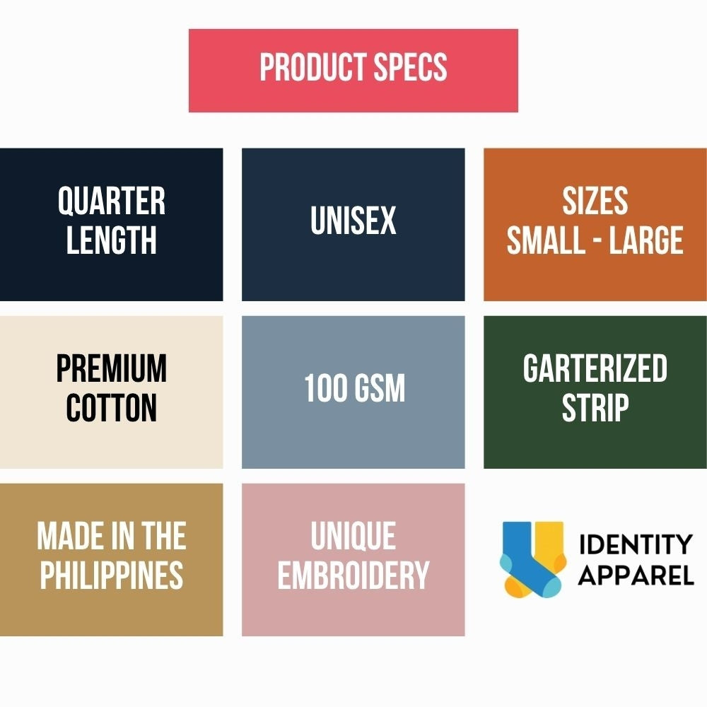 Colored Quarter Length Premium Cotton Socks with Garterized Ribbing and Arch Support
