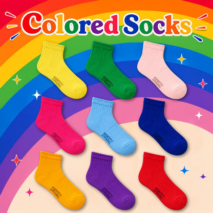 Colored Quarter Length Premium Cotton Socks with Garterized Ribbing and Arch Support