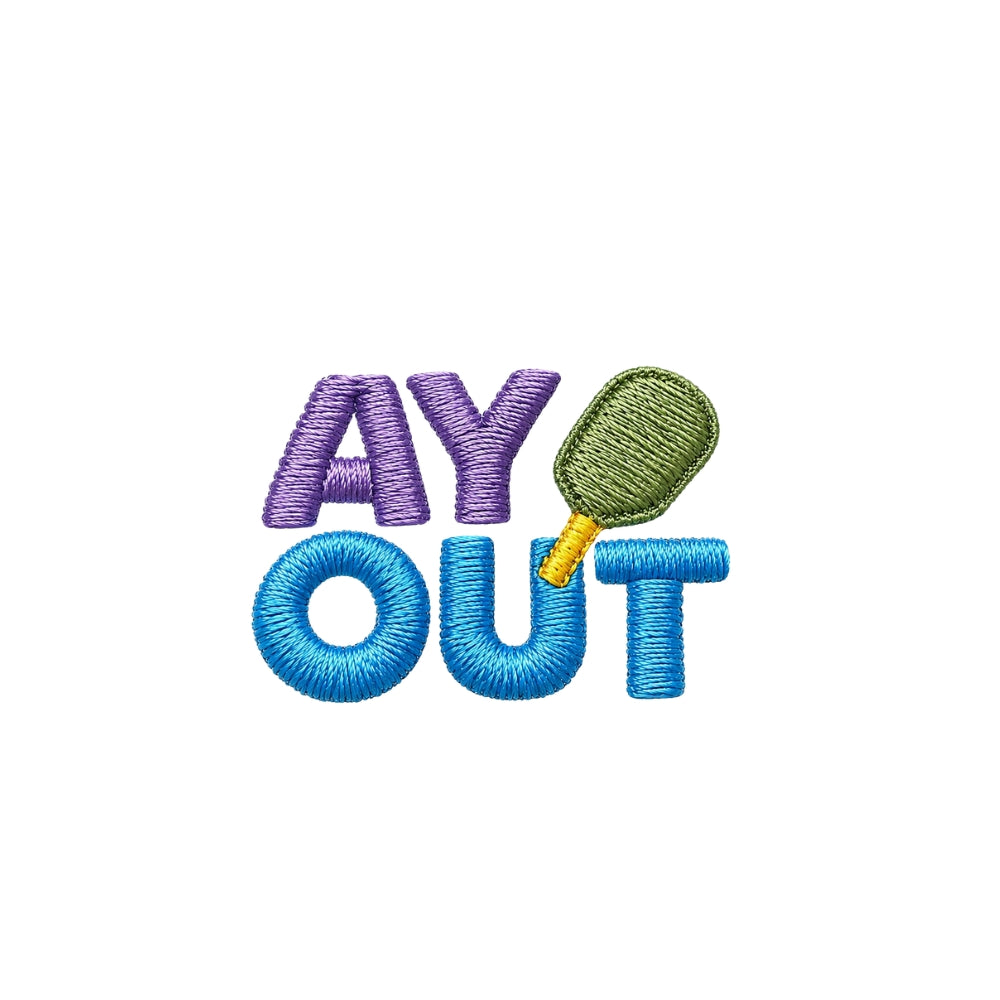 Ay Out pickleball embroidered cotton socks