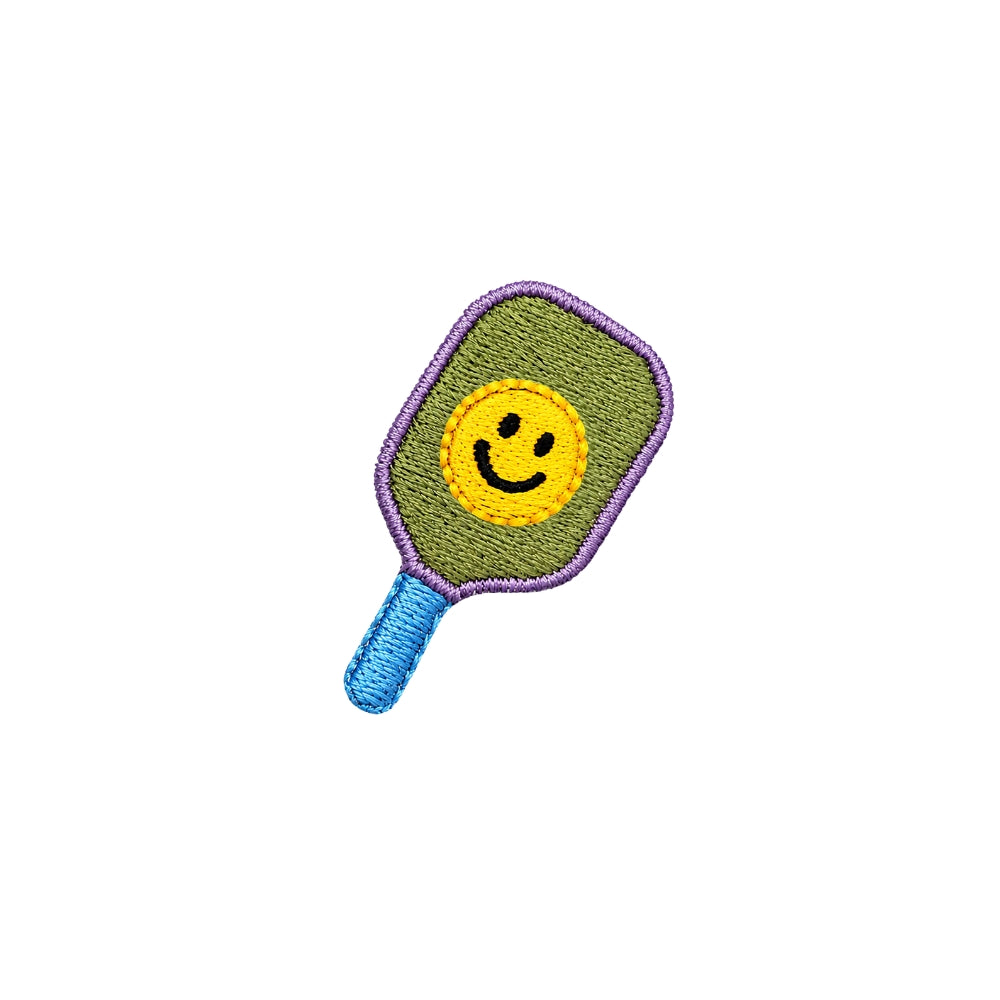 Smiley pickleball embroidered cotton socks