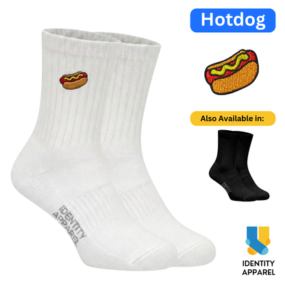 Hotdog Embroidered Basic Cotton Socks