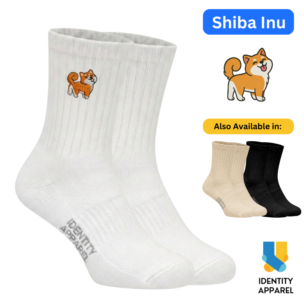 Shiba Inu Embroidered Premium Cotton Socks | Pup Culture Collection