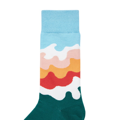 Blue Wave Printed Crew Length Socks - IDENTITY Apparel Shop