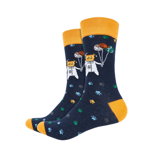 Space Cat Printed Crew Length Socks - IDENTITY Apparel Shop