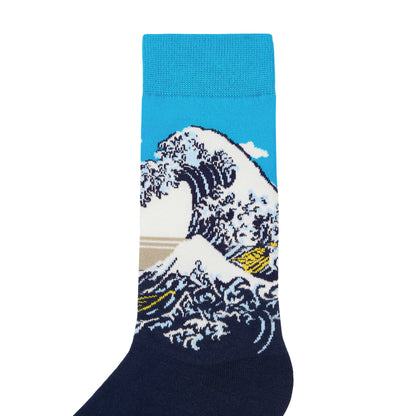 The Great Wave Off Kanagawa Printed Crew Length Socks - IDENTITY Apparel Shop