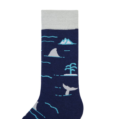 Deep Blue Sea Printed Crew Length Socks - IDENTITY Apparel Shop
