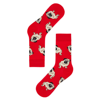 Pug Printed Crew Length Socks - IDENTITY Apparel Shop