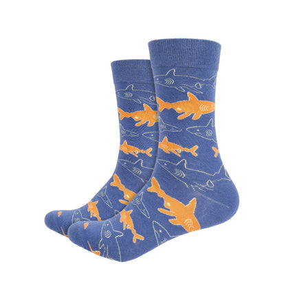 Shark Printed Crew Length Socks - IDENTITY Apparel Shop