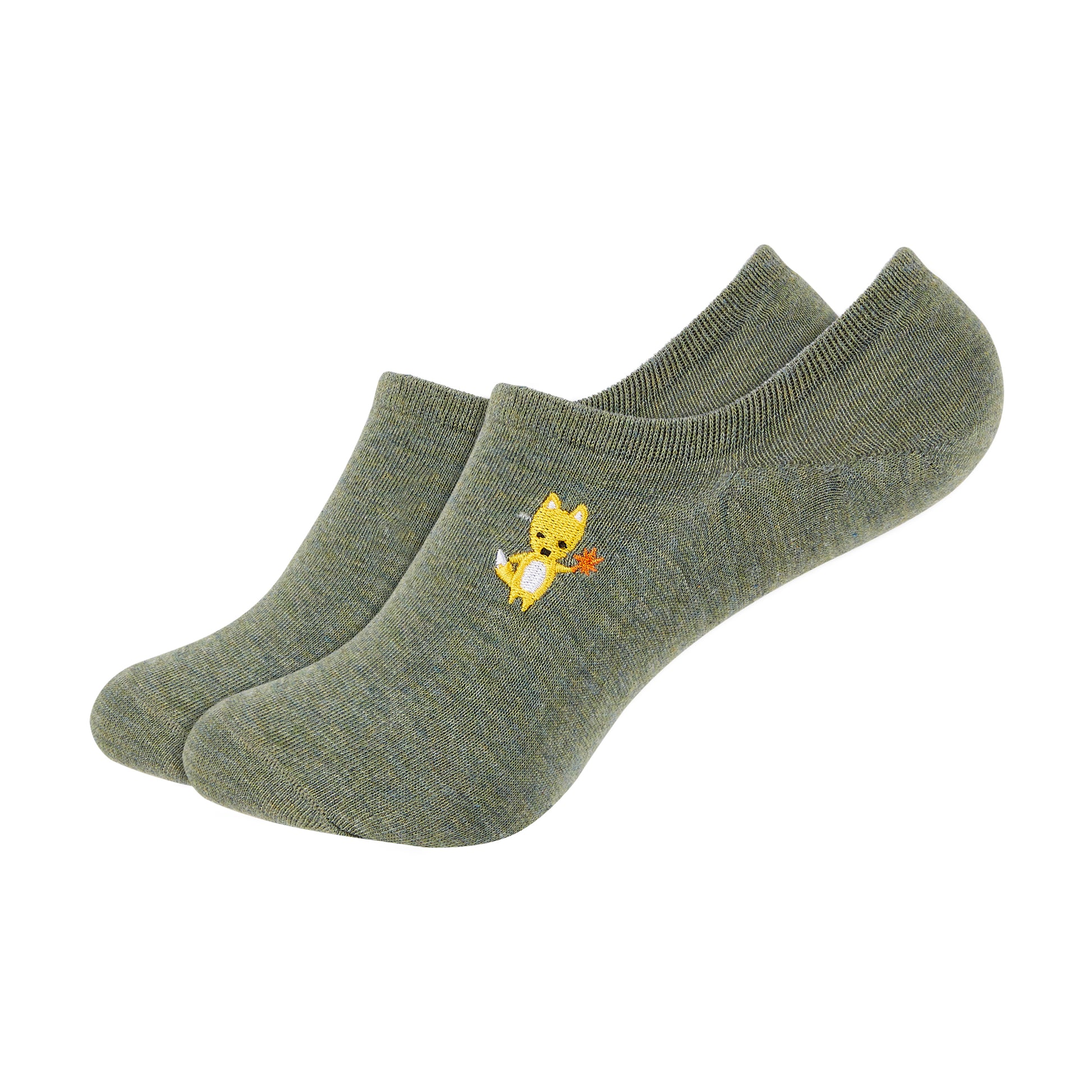 Women's Colored Plain Invisible Foot Socks with Animal Patch - IDENTITY Apparel Shop