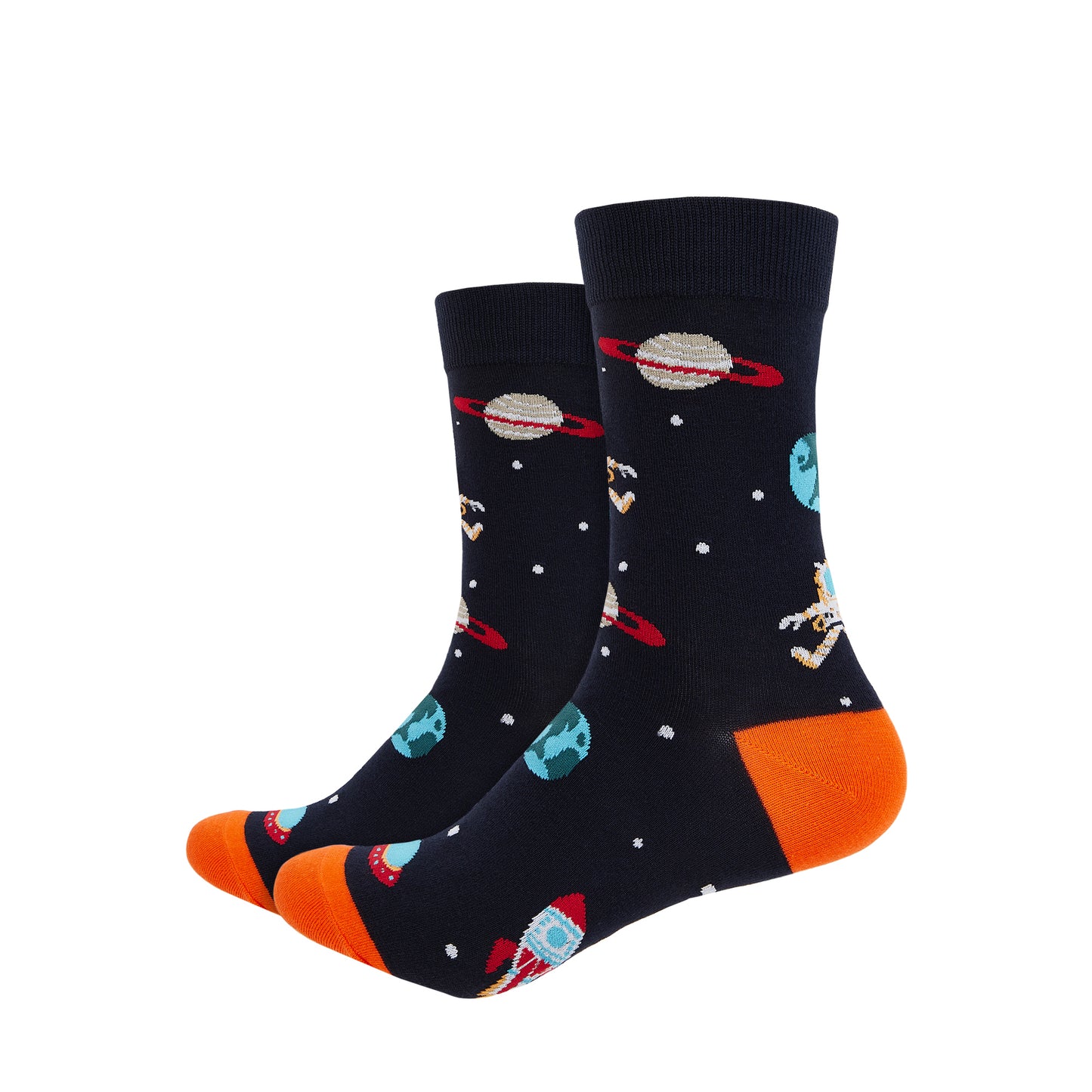 Mens Crew Length Printed Socks - Space Retro