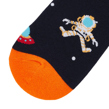 Mens Crew Length Printed Socks - Space Retro