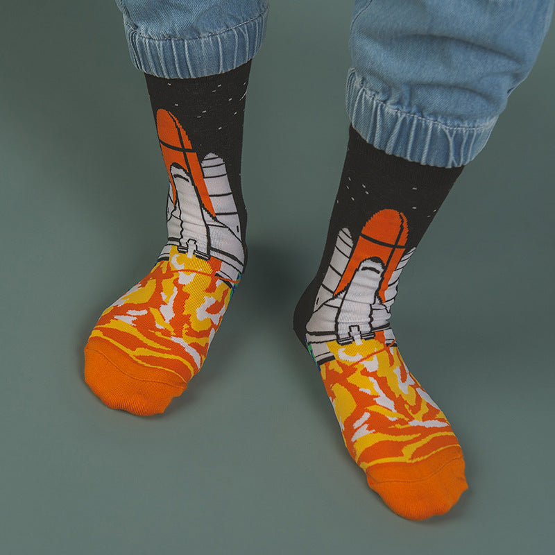 Space Launch Printed Crew Length Socks - IDENTITY Apparel Shop