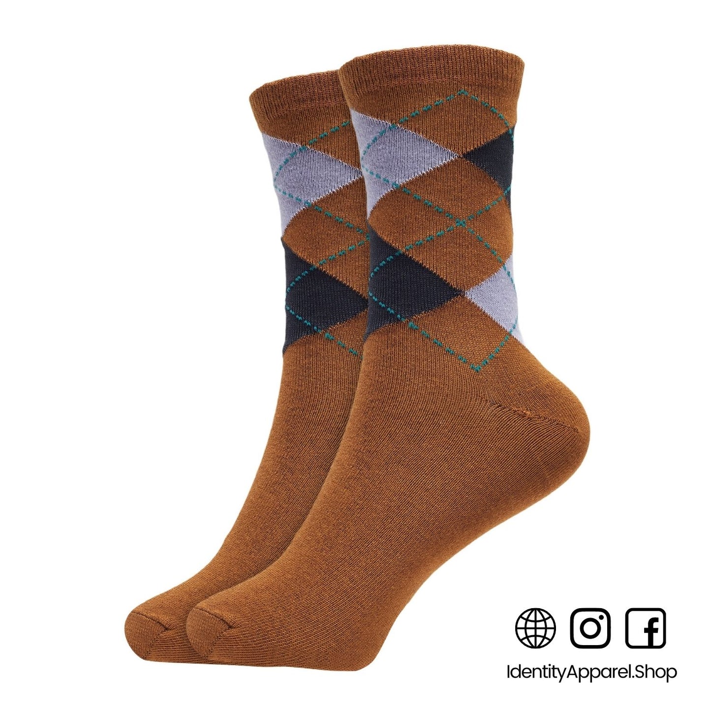 Womens Argyle Printed Crew Length Socks - IDENTITY Apparel Shop