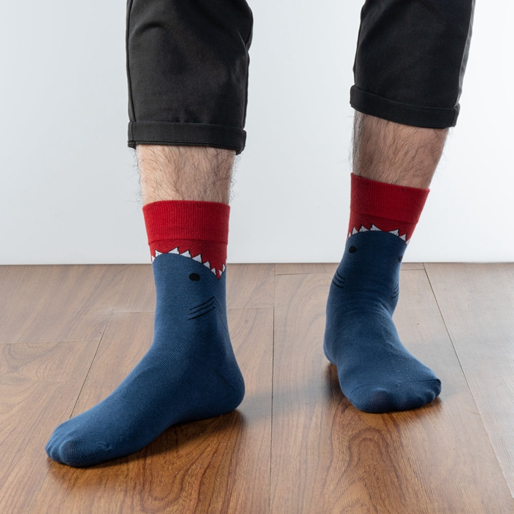 Shark Bite Printed Crew Length Socks - IDENTITY Apparel Shop