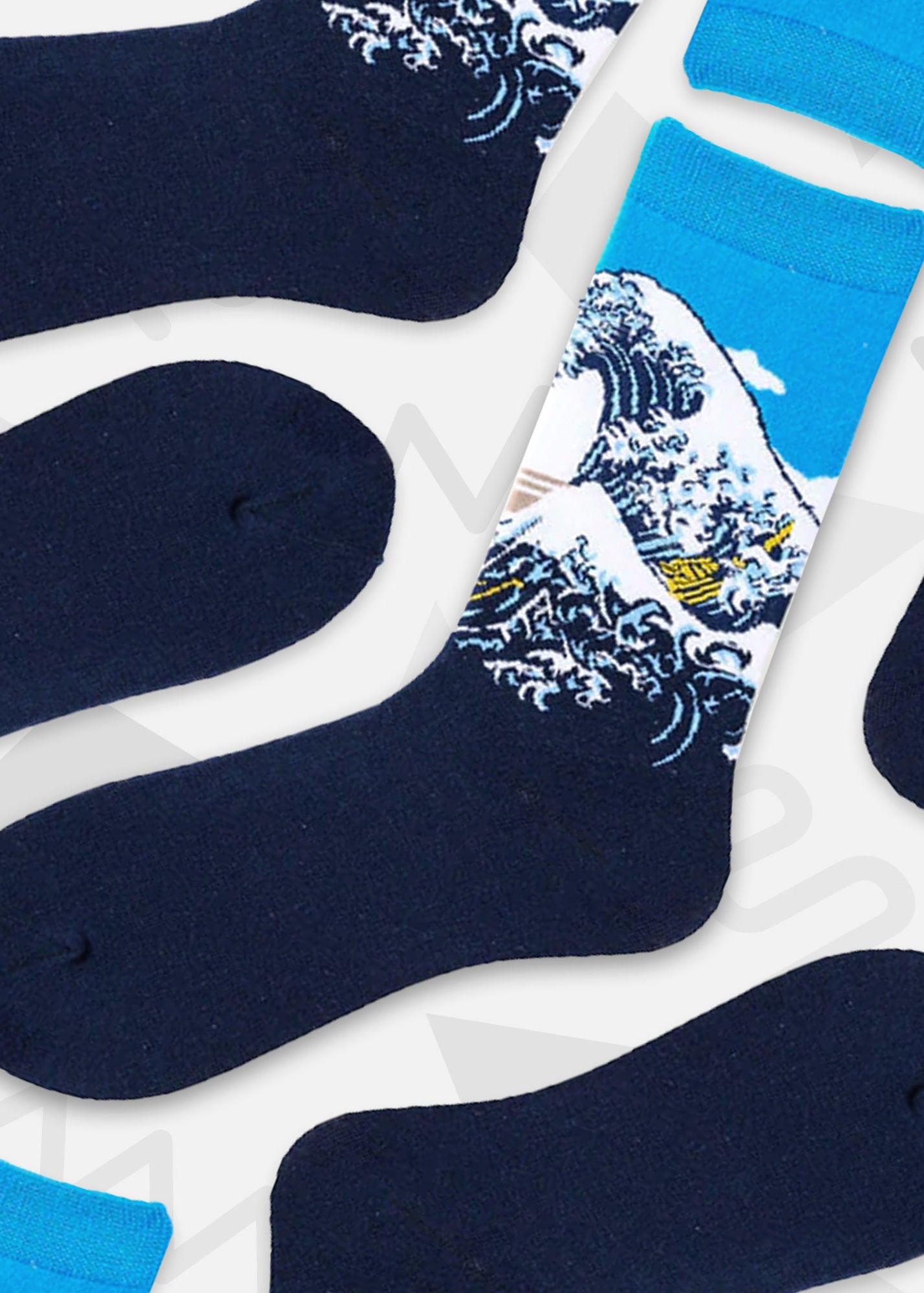 The Great Wave Off Kanagawa Printed Crew Length Socks - IDENTITY Apparel Shop