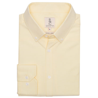 Mens REGULAR FIT Oxford Series Button Down Long Sleeve LIGHT YELLOW Shirt - IDENTITY Apparel Shop