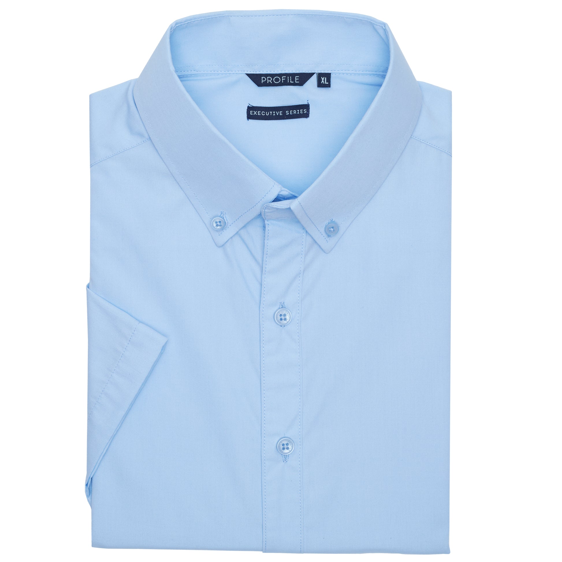 Mens SLIM FIT Corporate Wear Button Down Short Sleeve LIGHT BLUE Shirt - IDENTITY Apparel Shop