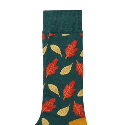 Autumn Leaves Printed Crew Length Socks - IDENTITY Apparel Shop