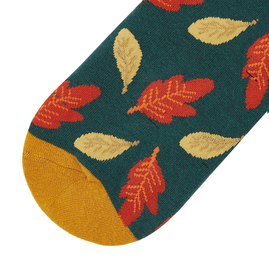 Autumn Leaves Printed Crew Length Socks - IDENTITY Apparel Shop