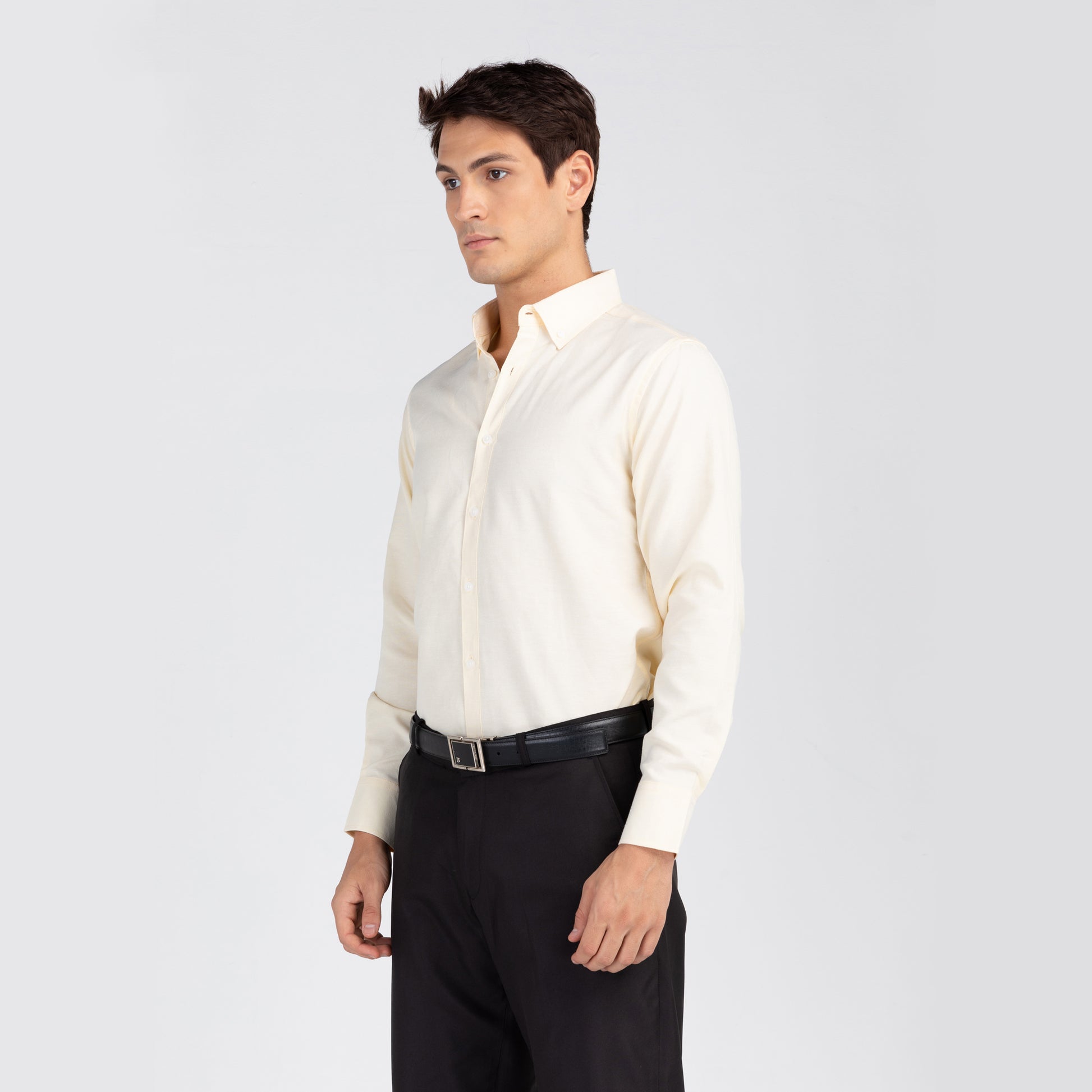 Mens REGULAR FIT Oxford Series Button Down Long Sleeve LIGHT YELLOW Shirt - IDENTITY Apparel Shop